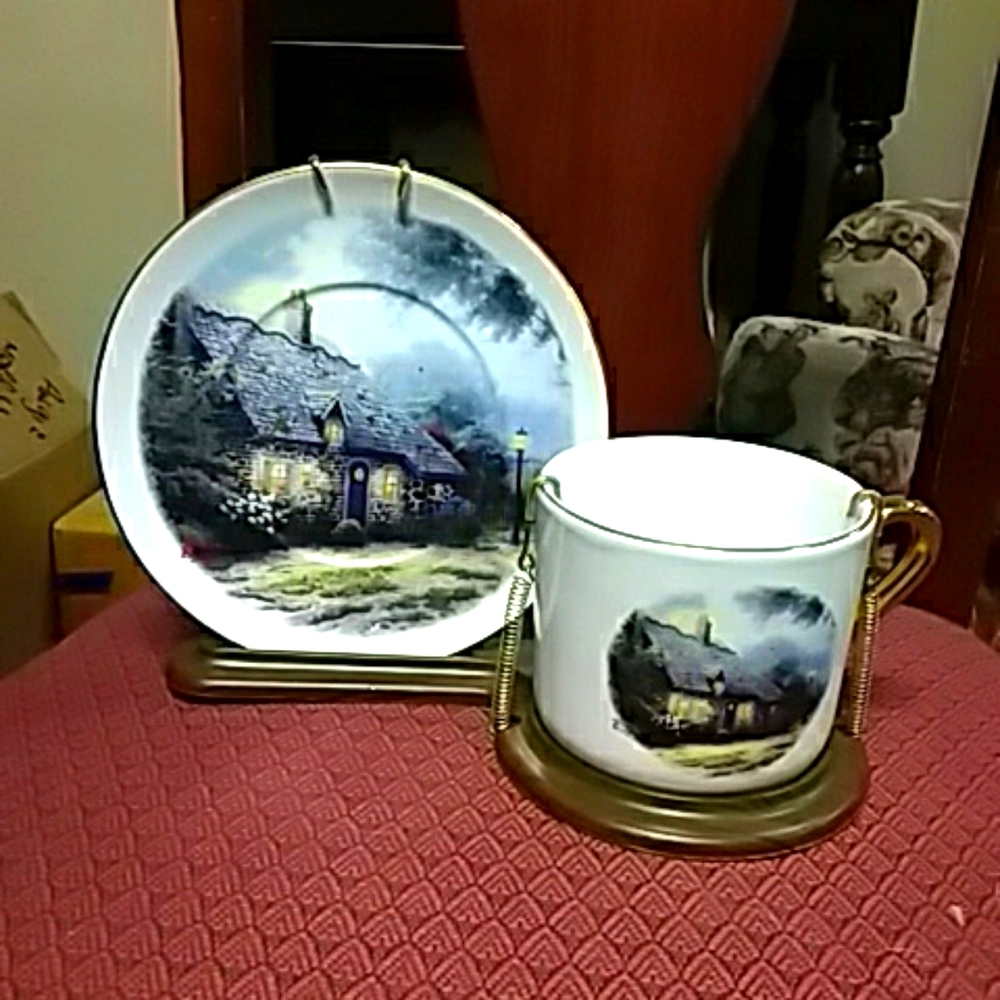 Thomas Kinkade plate and cup